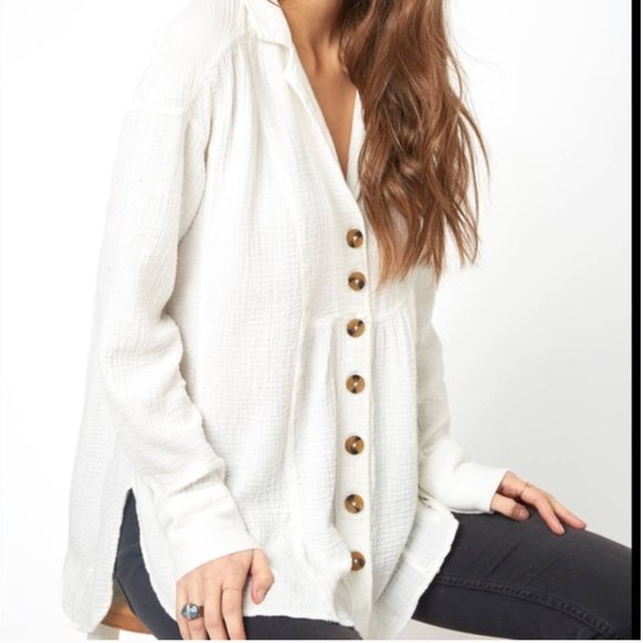 Free People Tops - Free People All About The Feels Plaid Button-Down